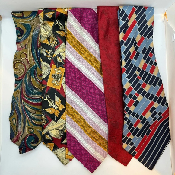 Lot of 5 Designer Tie YSL,Oscar dela Renta, Christian Dior,MET 100% Silk - Picture 1 of 12
